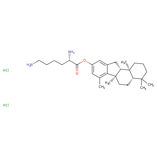 L-Lysine, (4aS,6aR,11aR,11bS)-2,3,4,4a,5,6,6a,11,11a,11b-decahydro-4,4,6a,7,11b-pentamethyl-1H-benzo[a]fluoren-9-yl ester, hydrochloride (1:2)