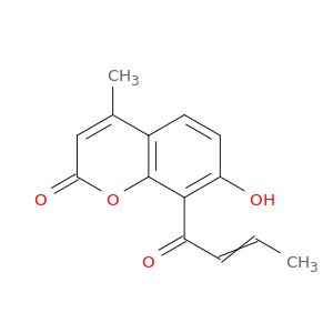 2H-1-Benzopyran-2-one, 7-hydroxy-4-methyl-8-(1-oxo-2-butenyl)-