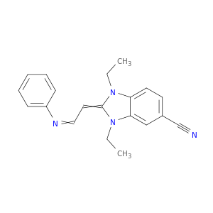 1H-BENZIMIDAZOLE-5-CARBONITRILE, 1,3-DIETHYL-2,3-DIHYDRO-2-[2-(PHENYLIMINO)ETHYLIDENE]-