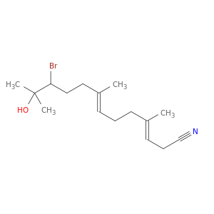 3,7-Tridecadienenitrile, 11-bromo-12-hydroxy-4,8,12-trimethyl-, (E,E)-