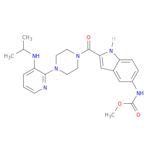 Carbamic acid,[2-[[4-[3-[(1-methylethyl)amino]-2-pyridinyl]-1-piperazinyl]carbonyl]-1H-indol-5-yl]-,methyl ester (9CI)