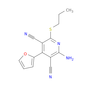 3,5-Pyridinedicarbonitrile, 2-amino-4-(2-furanyl)-6-(propylthio)-