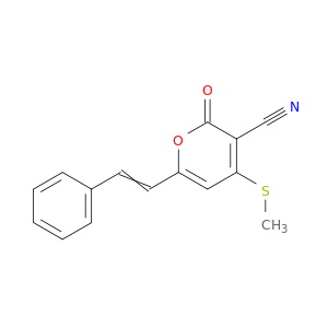 2H-Pyran-3-carbonitrile, 4-(methylthio)-2-oxo-6-(2-phenylethenyl)-