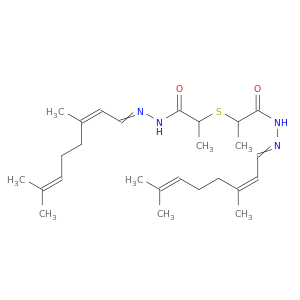 N-[[(2Z)-3,7-DIMETHYLOCTA-2,6-DIENYLIDENE]AMINO]-2-[1-[[[(2Z)-3,7-DIMETHYLOCTA-2,6-DIENYLIDENE]AMINO]CARBAMOYL]ETHYLSULFANYL]PROPANAMIDE