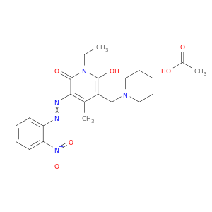 2(1H)-吡啶酮,1-乙基-6-羟基-4-甲基-3-[2-(2-硝基苯基)二亚苯基]-5-(1-哌啶基甲基)-,乙酸盐(1：1)