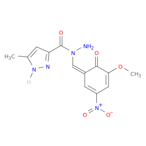 N-[(Z)-(5-methoxy-3-nitro-6-oxo-1-cyclohexa-2,4-dienylidene)methyl]-5-methyl-1H-pyrazole-3-carbohydrazide