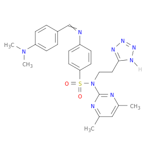 4-(((4-(DIMETHYLAMINO)PHENYL)METHYLENE)AMINO)-N-(4,6-DIMETHYL-PYRIMIDIN-2-YL)-N-(2-(1H-TETRAZOL-5-YL) ETHYL)BENZENESULFONAMIDE