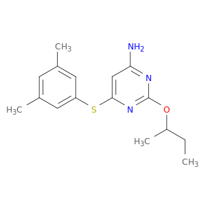 4-Pyrimidinamine,6-[(3,5-dimethylphenyl)thio]-2-(1-methylpropoxy)-