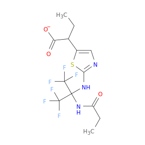 ethyl(2-((2,2,2-trifluoro-1-(propionylamino)-1-(trifluoromethyl)ethyl)amino)-1,3-thiazol-5-yl)acetate