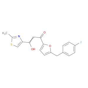 2-Propen-1-one,1-[5-[(4-fluorophenyl)methyl]-2-furanyl]-3-hydroxy-3-(2-methyl-4-thiazolyl)-