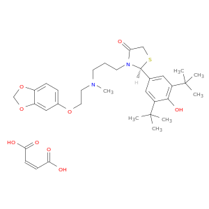 4-THIAZOLIDINONE, 3-[3-[[2-(1,3-BENZODIOXOL-5-YLOXY)ETHYL]METHYLAMINO]PROPYL]-2-[3,5-BIS(1,1-DIMETHYLETHYL)-4-HYDROXYPHENYL]-, (2S)-, (2E)-2-BUTENEDIOATE (1:1)