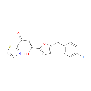 2-Propen-1-one,1-[5-[(4-fluorophenyl)methyl]-2-furanyl]-3-hydroxy-3-(2-thiazolyl)-
