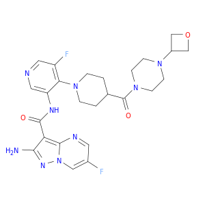 2-氨基-6-氟-N-[5-氟-4-[4-[[4-(3-(氧杂环丁烷基)-1-哌嗪基]羰基]-1-哌啶基]-3-吡啶基]吡唑并[1,5-a]嘧啶-3-甲酰胺