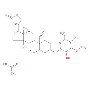 acetic acid; 3-(3,5-dihydroxy-4-methoxy-6-methyl-oxan-2-yl)oxy-14-hydroxy-13-methyl-17-(5-oxo-2H-furan-3-yl)-1,2,3,4,5,6,7,8,9,11,12,15,16,17-tetradecahydrocyclopenta[a]phenanthrene-10-carbaldehyde