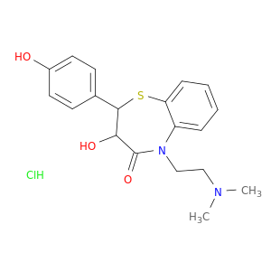 1,5-Benzothiazepin-4(5H)-one,5-[2-(dimethylamino)ethyl]-2,3-dihydro-3-hydroxy-2-(4-hydroxyphenyl)-,hydrochloride (1:1)