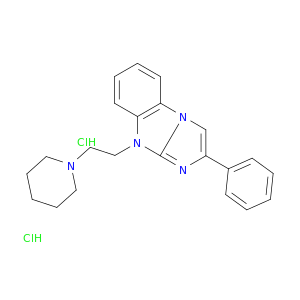 9H-Imidazo[1,2-a]benzimidazole,2-phenyl-9-[2-(1-piperidinyl)ethyl]-, hydrochloride (1:2)