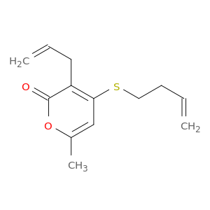 2H-Pyran-2-one, 4-(3-buten-1-ylthio)-6-methyl-3-(2-propen-1-yl)-