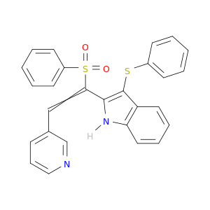 1H-Indole, 2-[1-(phenylsulfonyl)-2-(3-pyridinyl)ethenyl]-3-(phenylthio)-