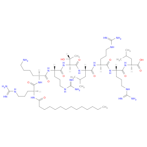 L-Leucine,N-[N2-[N2-[N-[N-[N2-[N2-(N2-tetradecyl-L-arginyl)-L-lysyl]-L-arginyl]-L-threonyl]-L-leucyl]-L-arginyl]-L-arginyl]-(9CI)
