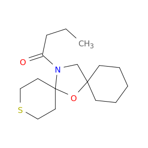 7-Oxa-3-thia-15-azadispiro[5.1.5.2]pentadecane, 15-(1-oxobutyl)-