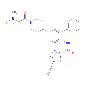 4-CYANO-N-[2-(CYCLOHEX-1-EN-1-YL)-4-{1-[2-(DIMETHYLAMINO)ACETYL]PIPERIDIN-4-YL}PHENYL]-1H-IMIDAZOLE-2-CARBOXAMIDE