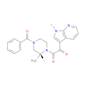 Piperazine, 4-benzoyl-1-(1,2-dioxo-2-(1H-pyrrolo(2,3-b)pyridin-3-yl)ethyl)-2-methyl-, (2R)-