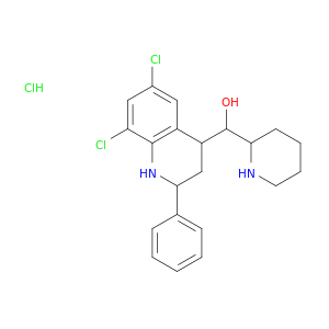 4-Quinolinemethanol,6,8-dichloro-1,2,3,4-tetrahydro-2-phenyl-a-2-piperidinyl-, hydrochloride (1:1)