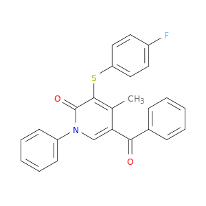 2(1H)-Pyridinone, 5-benzoyl-3-[(4-fluorophenyl)thio]-4-methyl-1-phenyl-