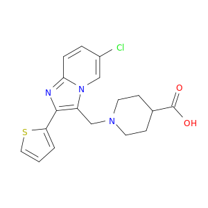 1-(6-CHLORO-2-THIOPHEN-2-YL-IMIDAZO[1,2-A]PYRIDIN-3-YLMETHYL)-PIPERIDINE-4-CARBOXYLIC ACID