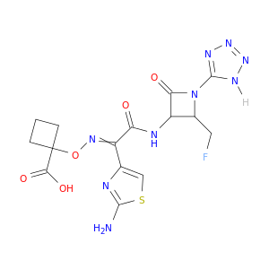 Cyclobutanecarboxylicacid,1-[[[1-(2-amino-4-thiazolyl)-2-[[(2S,3S)-2-(fluoromethyl)-4-oxo-1-(1H-tetrazol-5-yl)-3-azetidinyl]amino]-2-oxoethylidene]amino]oxy]-(9CI)