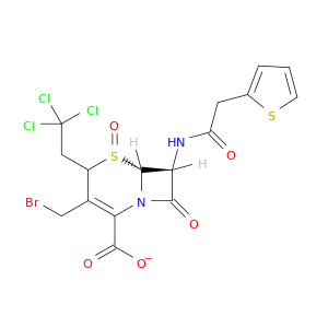 2,2,2-trichloroethyl (6R,7R)-3-(bromomethyl)-5,8-dioxo-7-[(2-thiophen-2-ylacetyl)amino]-5$l^33492-83-0-thia-1-azabicyclo[4.2.0]oct-2-ene-2-carboxylate