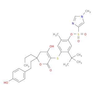 1H-Imidazole-4-sulfonicacid, 1-methyl-,4-[[5,6-dihydro-4-hydroxy-6-[2-(4-hydroxyphenyl)ethyl]-2-oxo-6-propyl-2H-pyran-3-yl]thio]-5-(1,1-dimethylethyl)-2-methylphenylester
