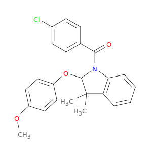 (4-Chlorophenyl)(2-(4-methoxyphenoxy)-3,3-dimethylindolin-1-yl)methanone