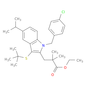 Ethyl 3-(3-(tert-butylthio)-1-(4-chlorobenzyl)-5-isopropyl-4,6-dimethyl-1H-indol-2-yl)propanoate