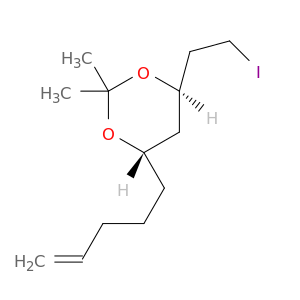 1,3-Dioxane, 4-(2-iodoethyl)-2,2-dimethyl-6-(4-pentenyl)-, (4R,6S)-