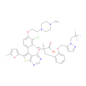 (αR)-α-[[(5S)-5-[3-氯-2-甲基-4-[2-(4-甲基-1-哌嗪基)乙氧基]苯基]-6-(5-氟-2-呋喃基)噻吩并[2,3-d]嘧啶-4-基]氧基]-2-[[1-(2,2,2-三氟乙基)-1H-吡唑-5-基]甲氧基]苯丙酸