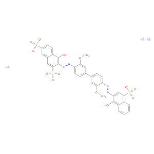 2,7-萘二磺酸,4-羟基-3-[2-[4'-[2-(1-羟基-4-磺酰-2-萘基)二亚苯基]-3,3'-二甲氧基[1,1'-萘基]-4-基]二亚苯基]-,钠盐(1：3)