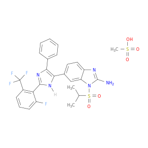 1H-BENZIMIDAZOL-2-AMINE, 6-[2-[2-FLUORO-6-(TRIFLUOROMETHYL)PHENYL]-4-PHENYL-1H-IMIDAZOL-5-YL]-1-[(1-METHYLETHYL)SULFONYL]-, METHANESULFONATE (1:1)