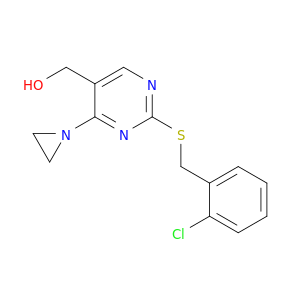 {4-(aziridin-1-yl)-2-[(2-chlorobenzyl)sulfanyl]pyrimidin-5-yl}methanol