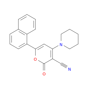 2H-Pyran-3-carbonitrile, 6-(1-naphthalenyl)-2-oxo-4-(1-piperidinyl)-