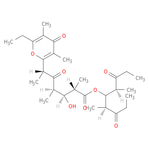 4H-Pyran-2-hexanoicacid, 6-ethyl-b-hydroxy-a,g,e,3,5-pentamethyl-d,4-dioxo-, (2S)-2-methyl-1-[(1S)-1-methyl-2-oxobutyl]-3-oxopentyl ester, (aS,bS,gR,eR)-