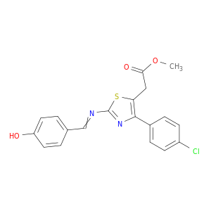 4-(p-Chlorophenyl)-2-((p-hydroxybenzylidene)amino)thiazole-5-acetic acid methyl ester