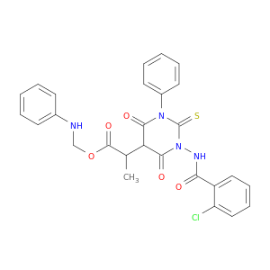 5-Pyrimidineaceticacid, 1-[(2-chlorobenzoyl)amino]hexahydro-a-methyl-4,6-dioxo-3-phenyl-5-[(phenylamino)methyl]-2-thioxo-