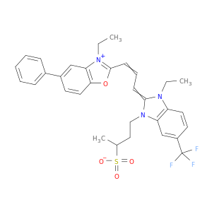 苯并恶唑鎓,3-乙基-2-[3-[1-乙基-1,3-二氢-3-(3-磺酰基)-5-(三氟甲基)-2H-苯并咪唑-2-ylidene]-1-Propen-1-基]-5-苯基-,内盐