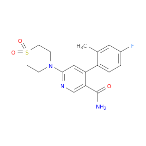 3-Pyridinecarboxamide,6-(1,1-dioxido-4-thiomorpholinyl)-4-(4-fluoro-2-methylphenyl)-