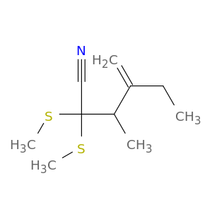 Hexanenitrile, 3-methyl-4-methylene-2,2-bis(methylthio)-