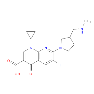 1,8-Naphthyridine-3-carboxylicacid,1-cyclopropyl-6-fluoro-1,4-dihydro-7-[3-[(methylamino)methyl]-1-pyrrolidinyl]-4-oxo-