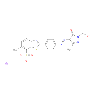 7-苯并噻唑磺酸,2-[4-[2-[2-[4,5-二氢-1-(羟甲基)-3-甲基-5-氧代-1H-吡唑-4-基-4-基]二苯基]-6-甲基-,钠盐(1：1)
