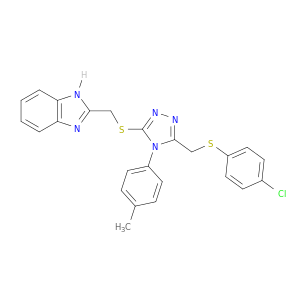 1H-Benzimidazole,2-[[[5-[[(4-chlorophenyl)thio]methyl]-4-(4-methylphenyl)-4H-1,2,4-triazol-3-yl]thio]methyl]-