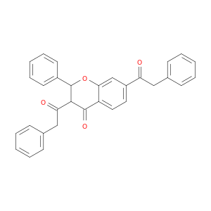 4H-1-Benzopyran-4-one, 2,3-dihydro-2-phenyl-3,7-bis(phenylacetyl)-
